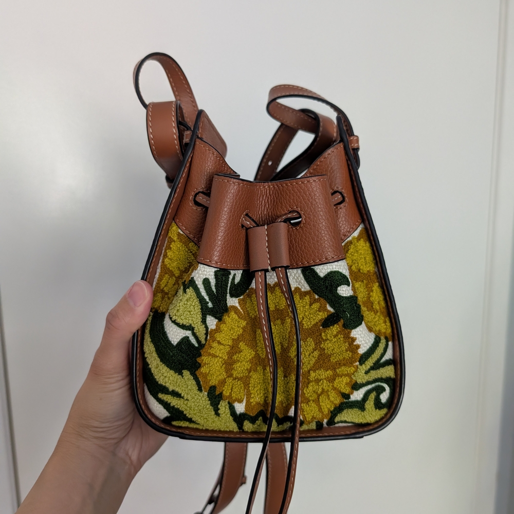 Loewe 2019 JW Anderson Collection Floral Embroidered Mini Hammock Bag